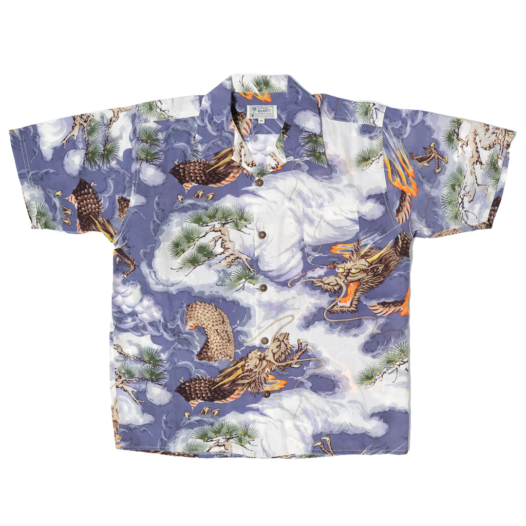 Men's Hidden Dragon Aloha Shirt - Grey