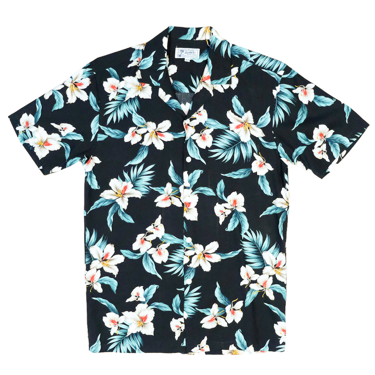 Kawaihae Black Hawaiian Rayon Aloha Camp Shirt