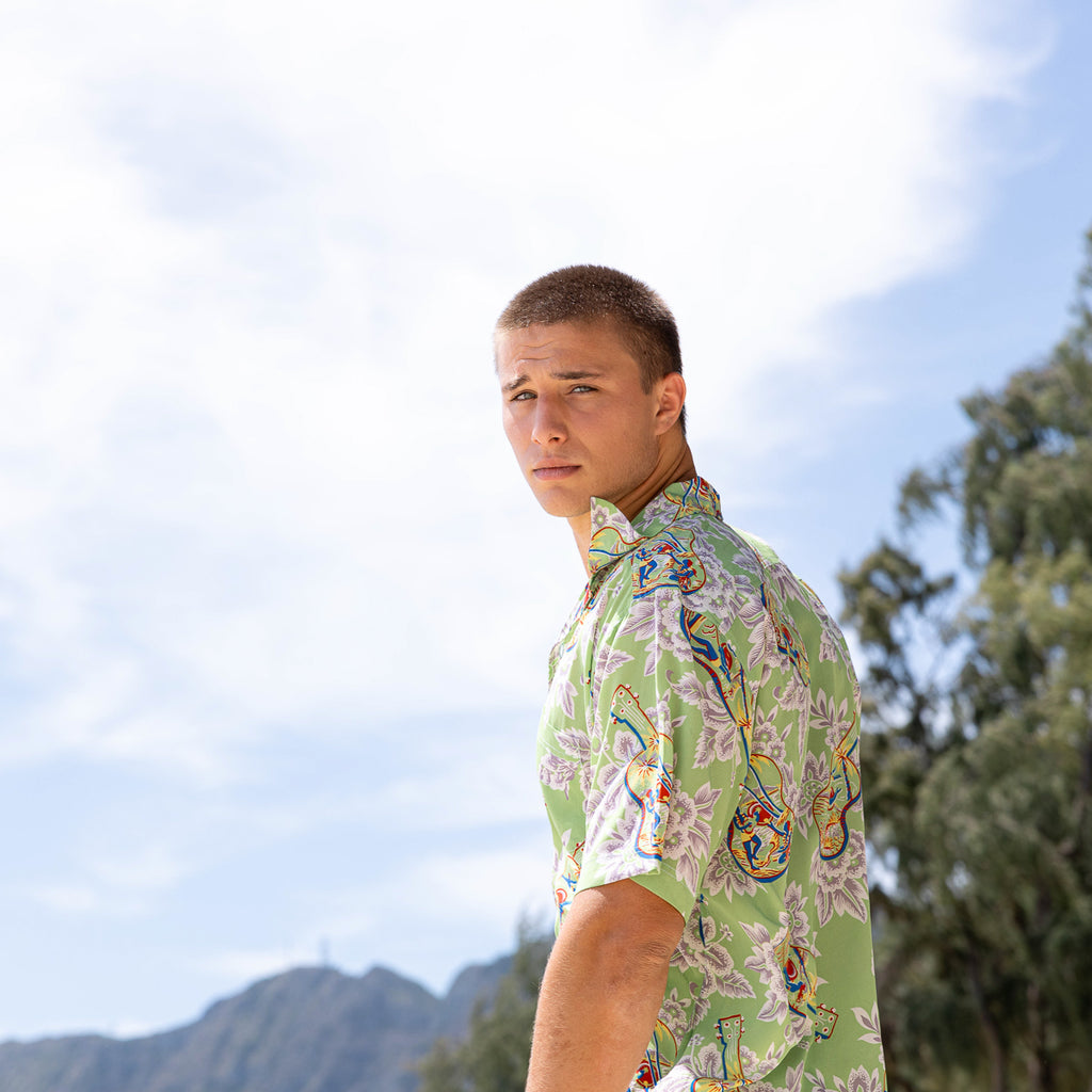 Men's Ukulele Aloha Shirt - Green
