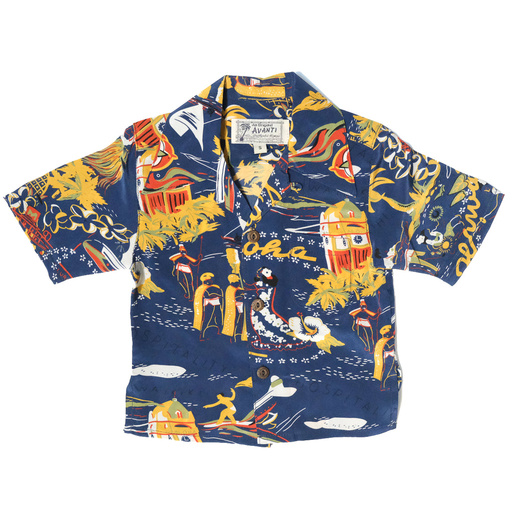 Boy's Hawaii Calls Hawaiian Shirt - Navy