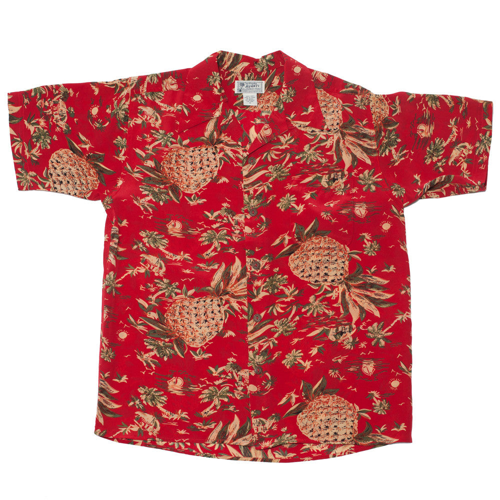 Junior Pineapple Hut Aloha Shirt - Red