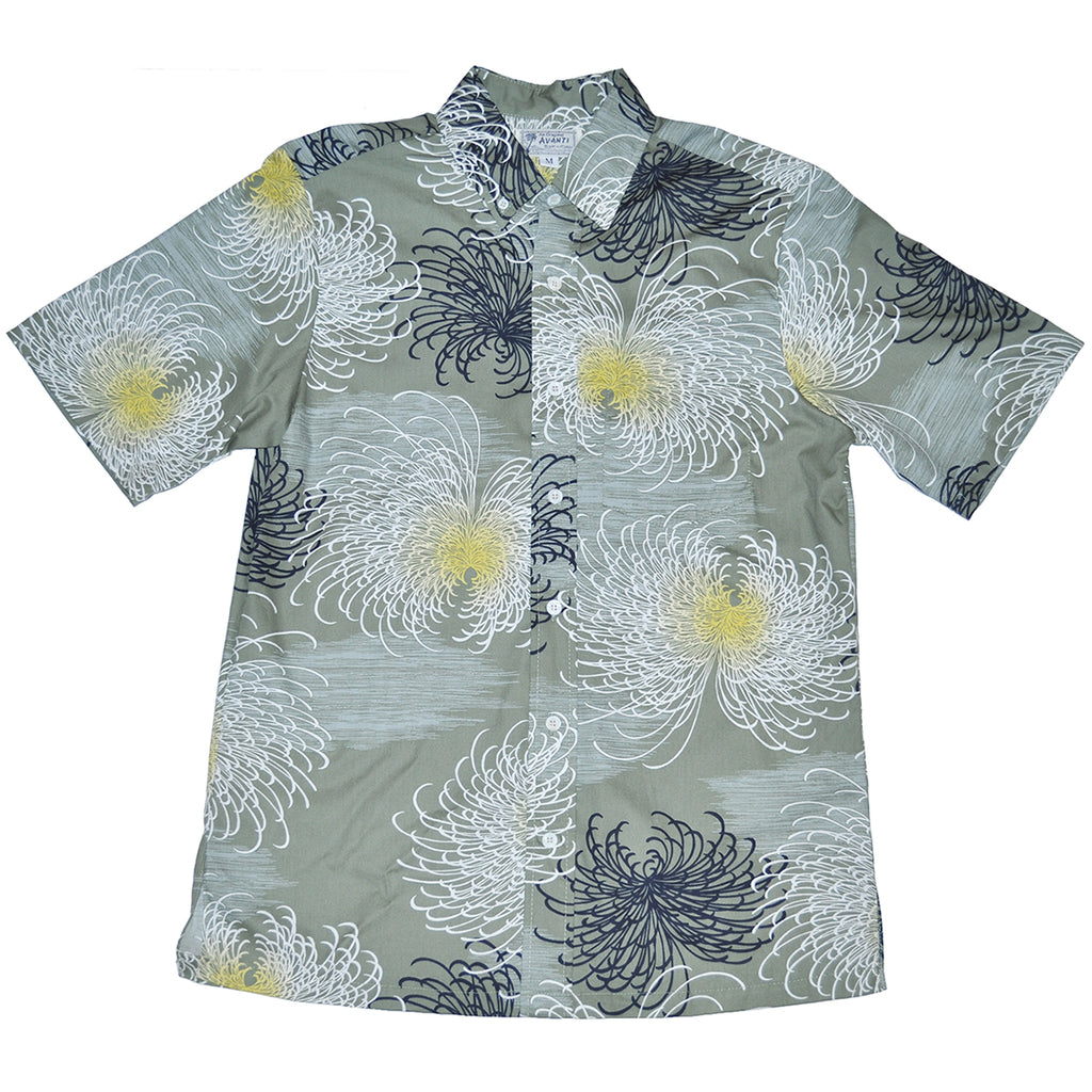 Men's Fireworks Aloha Shirt - Sage