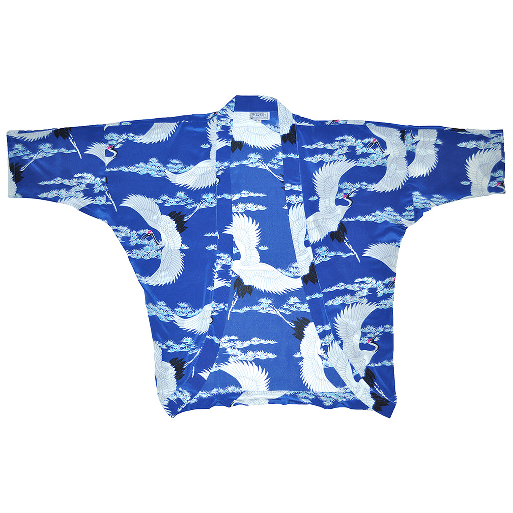 Women's Crane Kimono Cover-Up - Blue