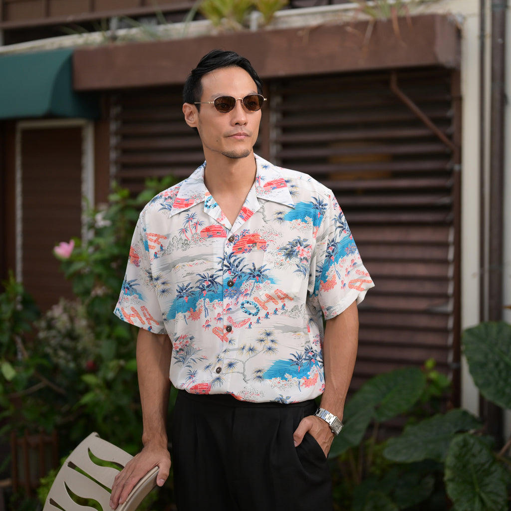 Men's Aloha Hawaii Hawaiian Shirt - White
