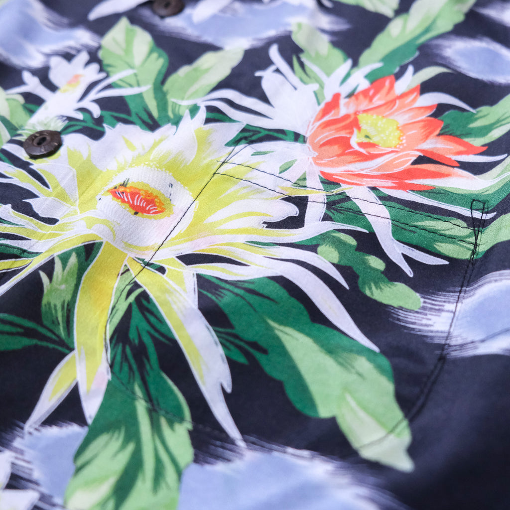 Junior Night Blooming Cereus Hawaiian Shirt - Black