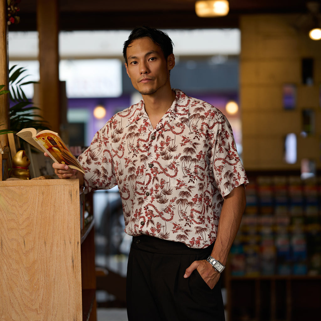 Men's Little Hula Hawaiian Shirt - Beige