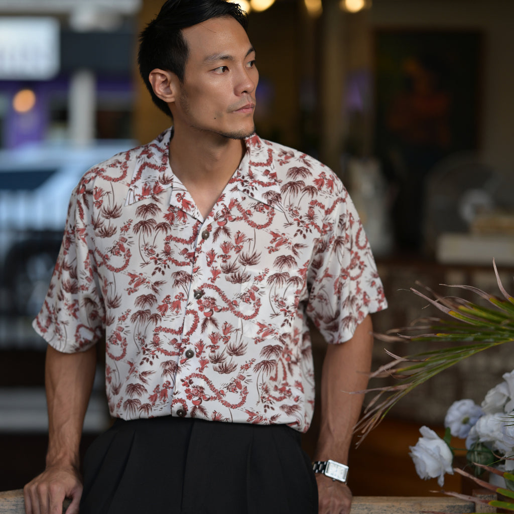 Men's Little Hula Hawaiian Shirt - Beige