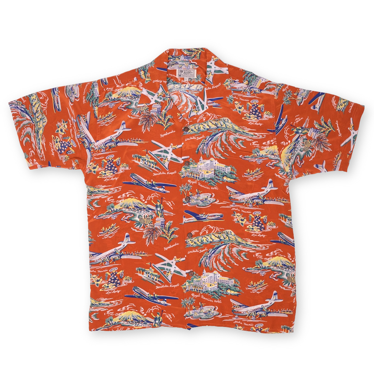 Airways Hawaiian Shirt - Mandarin Red – AVANTI HAWAII