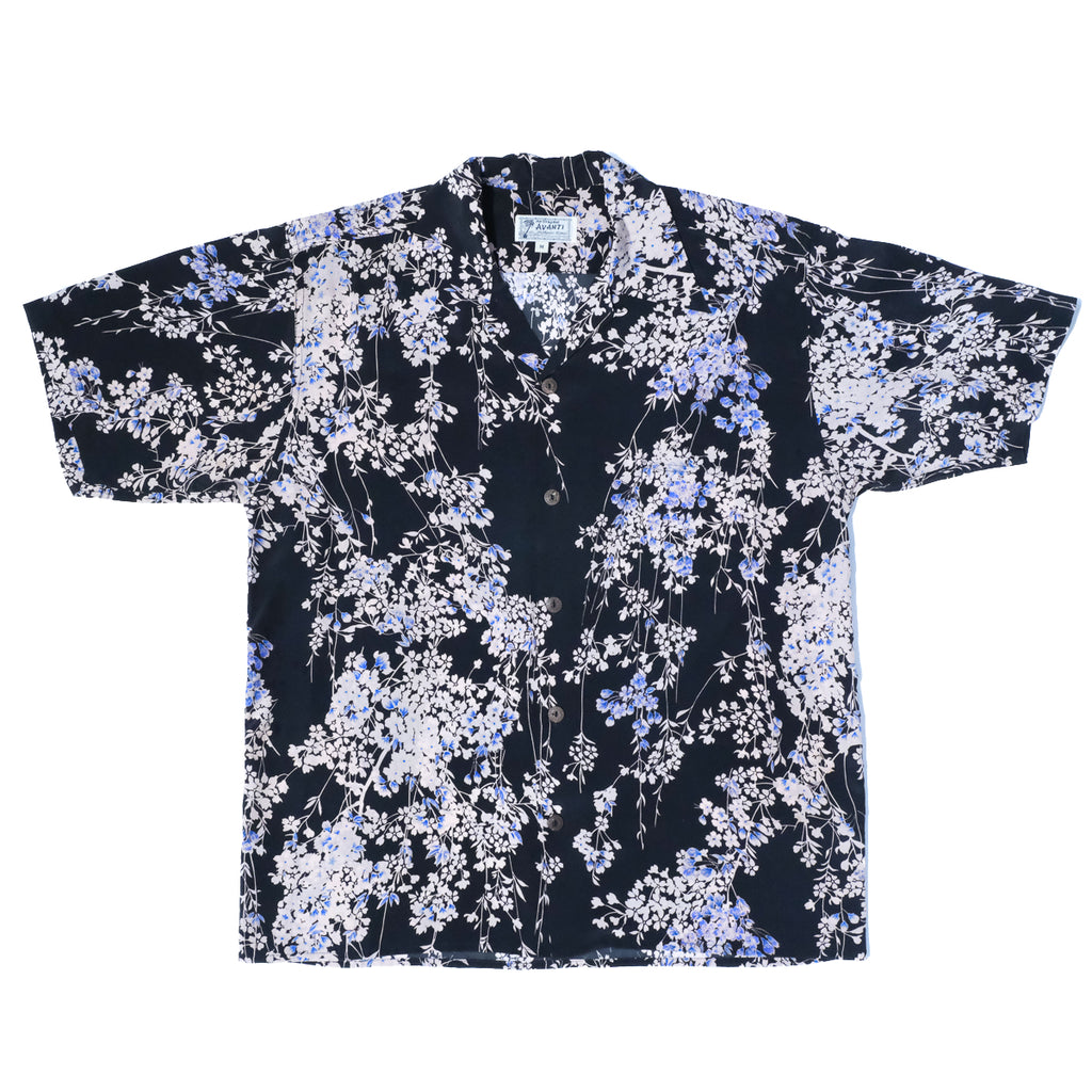 Men's Sakura Aloha Shirt - Charcoal Black