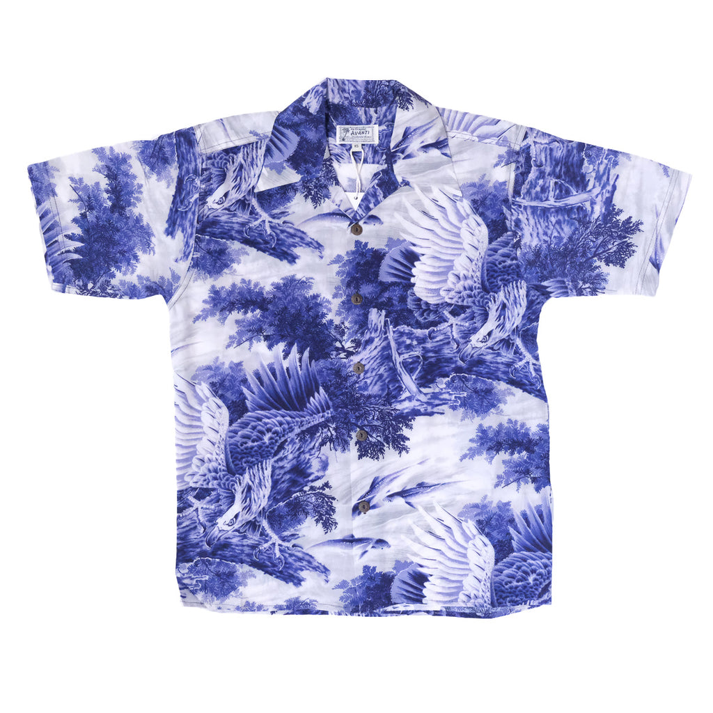 Men's Eagle Hunt Aloha Shirt - Blue