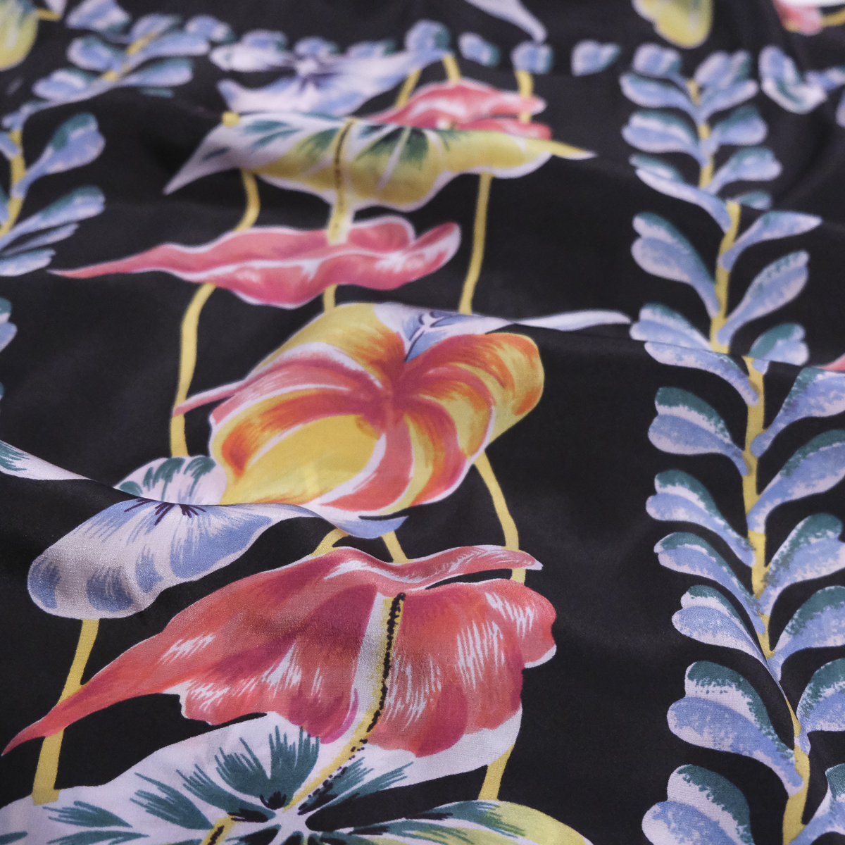 anthurium black vertical border hawaiian Men's Anthurium Border Aloha Shirt