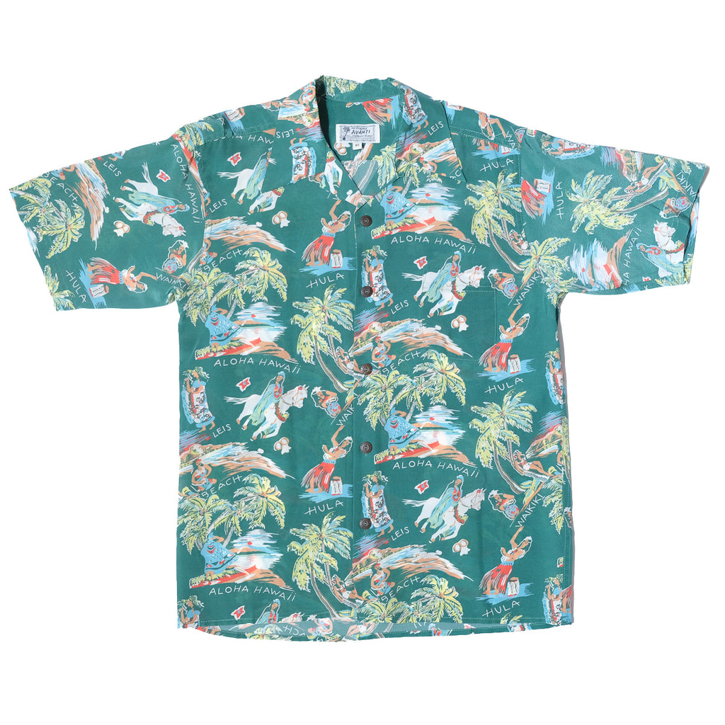 Men's Pau Rider Hawaiian Shirt - Green