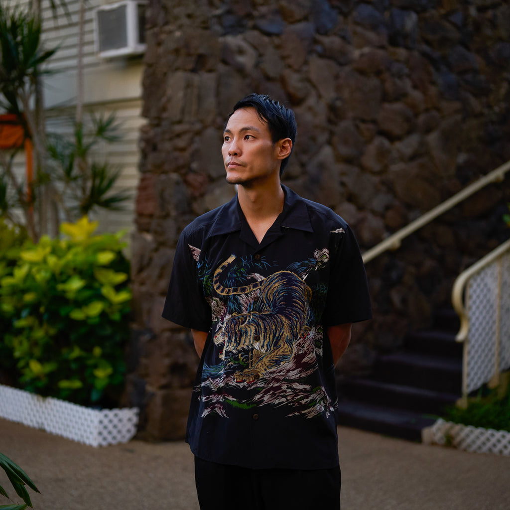 Men's One Tiger Hawaiian Shirt - Black