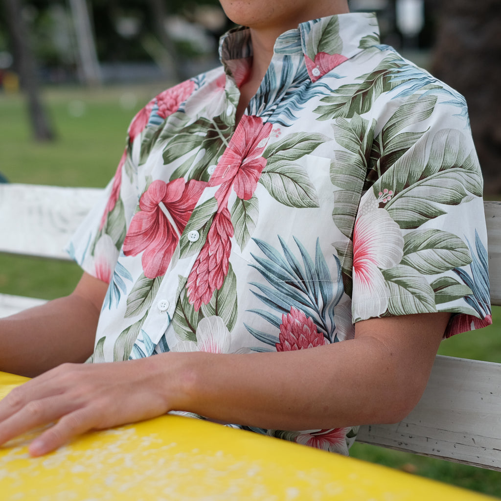 Men's Botanical Isle Aloha Shirt - White