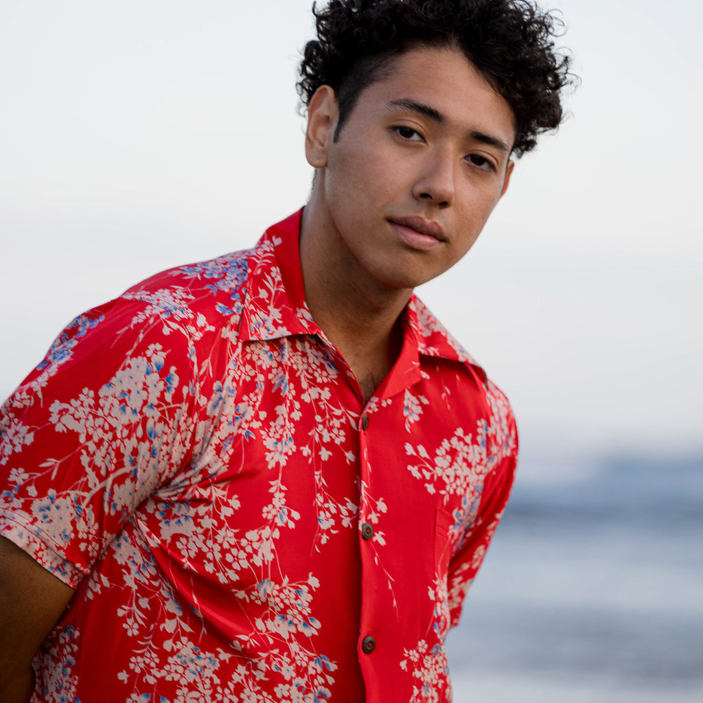 Men's Sakura Aloha Shirt - Red