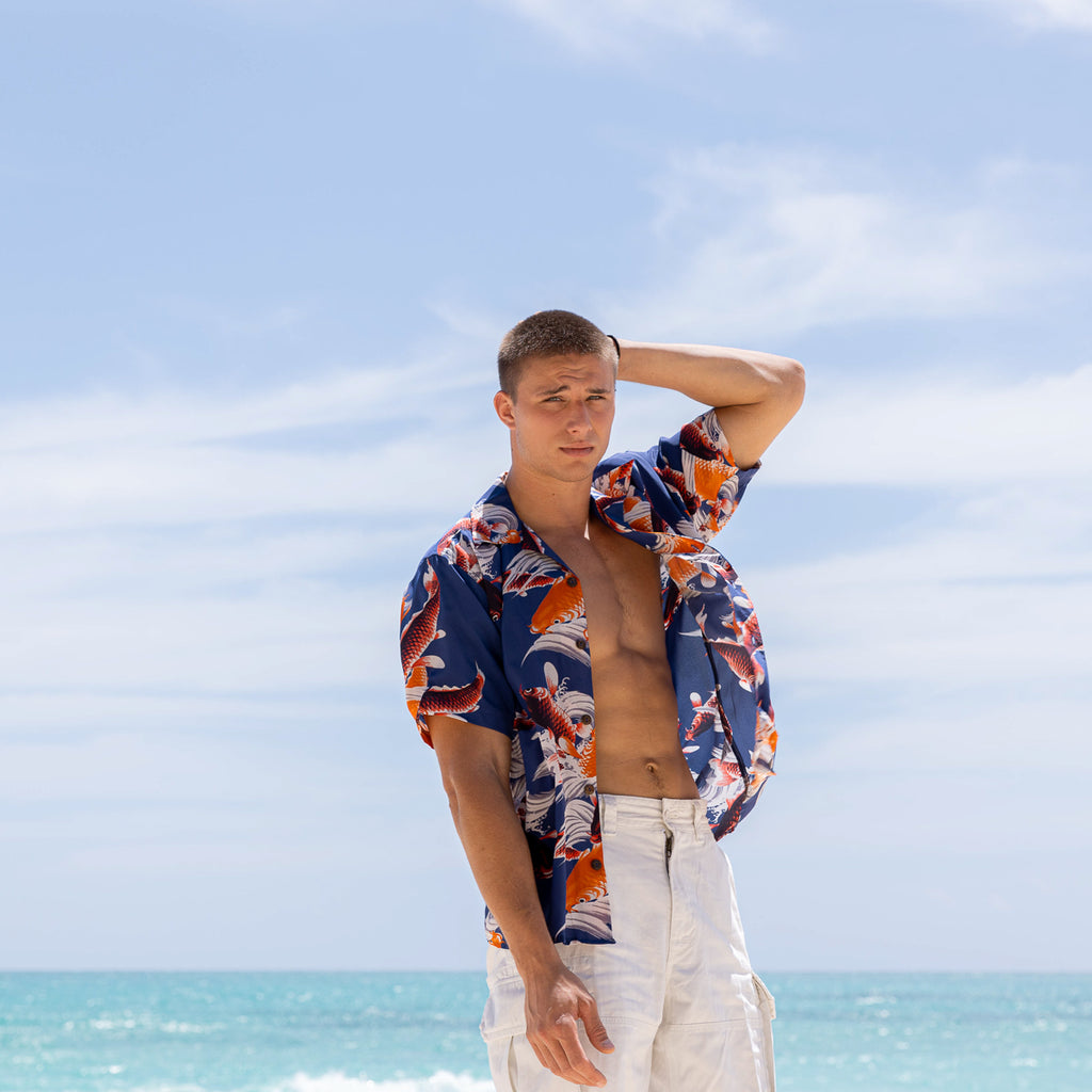  Men's Koi Aloha Shirt - Blue