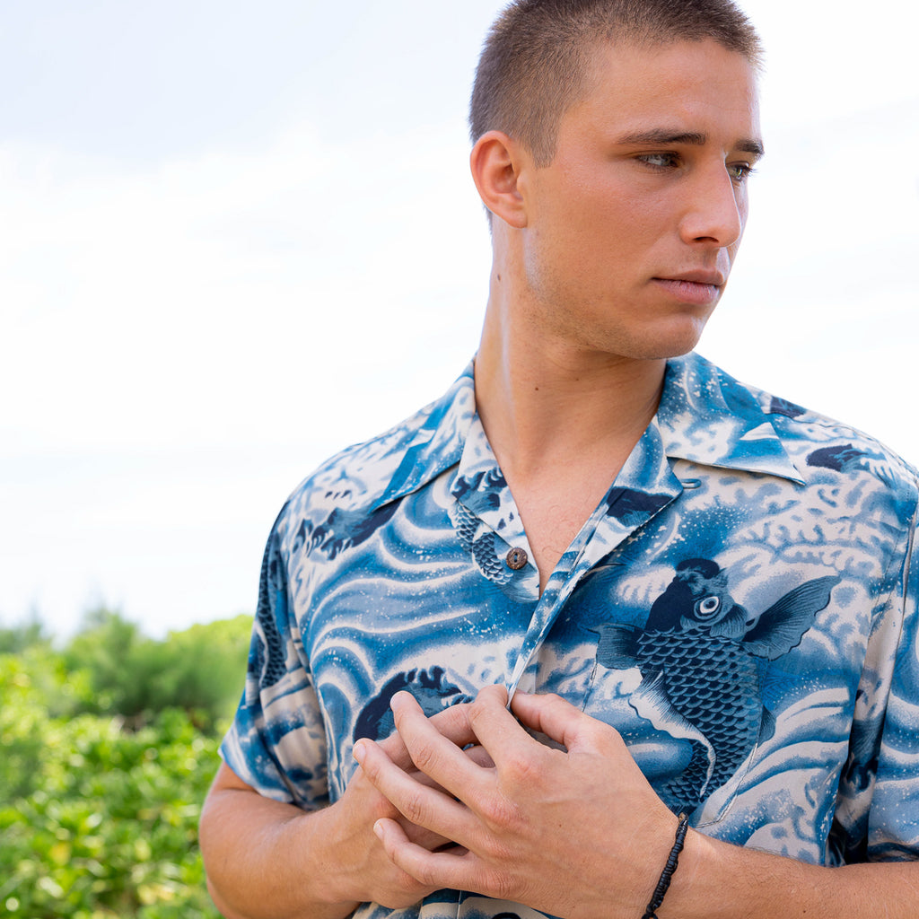 Men's Nishikigoi Aloha Shirt - Blue