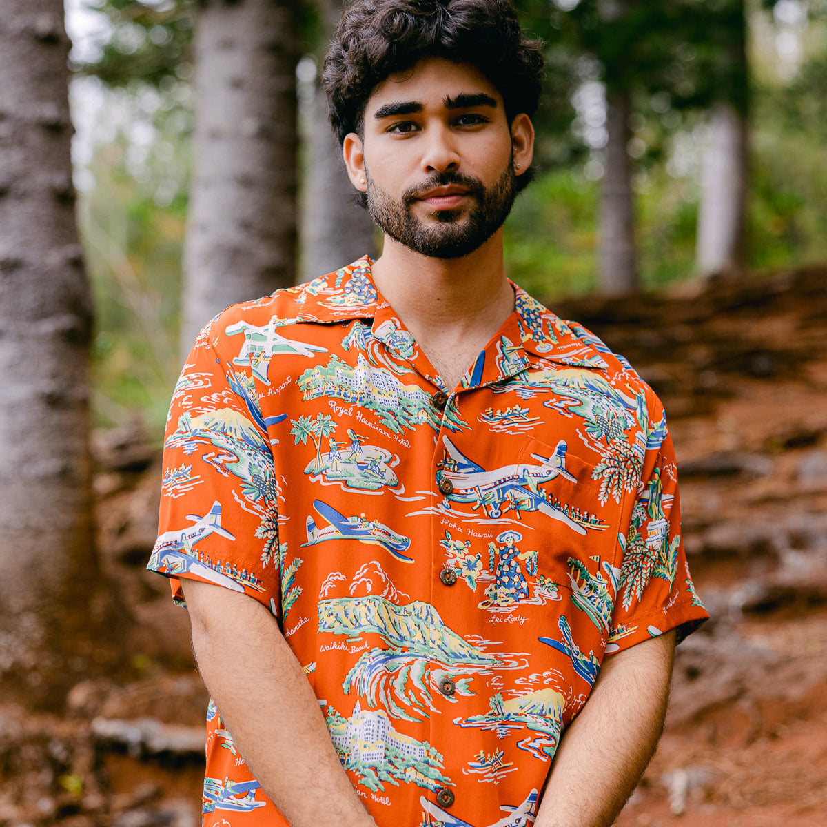 Airways Hawaiian Shirt - Mandarin Red – AVANTI HAWAII
