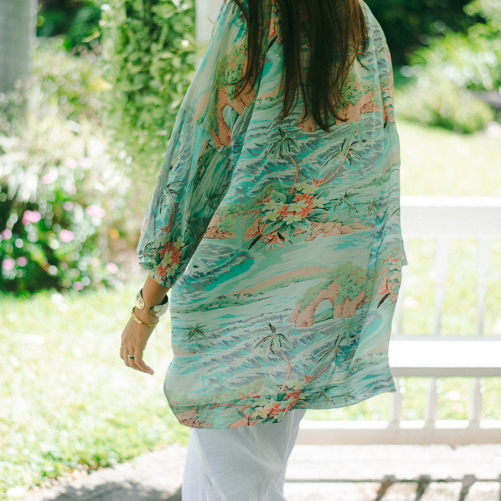 Women's Oasis Kimono Cover-Up - Blue