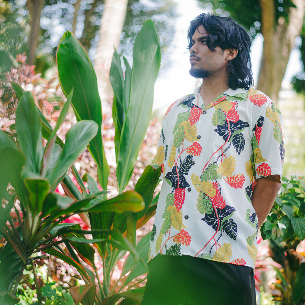 Men's Monster Border Hawaiian Shirt - White
