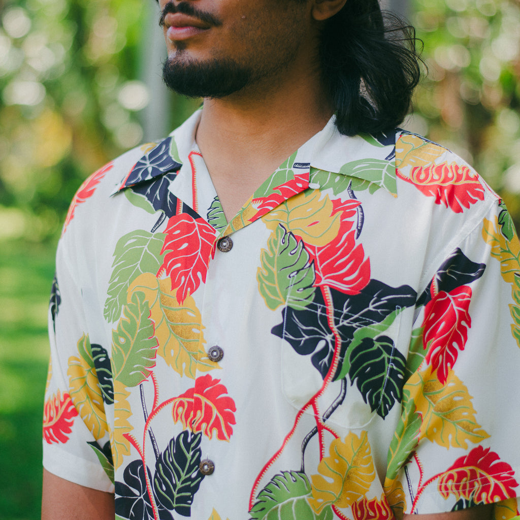 Men's Monster Border Hawaiian Shirt - White