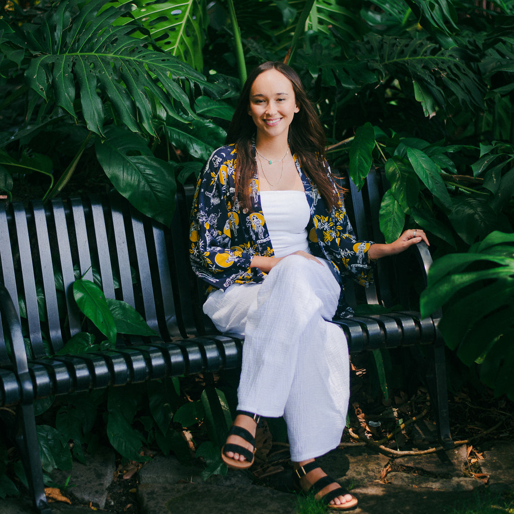 Women's Hula Moon Kimono Cover-Up - Navy