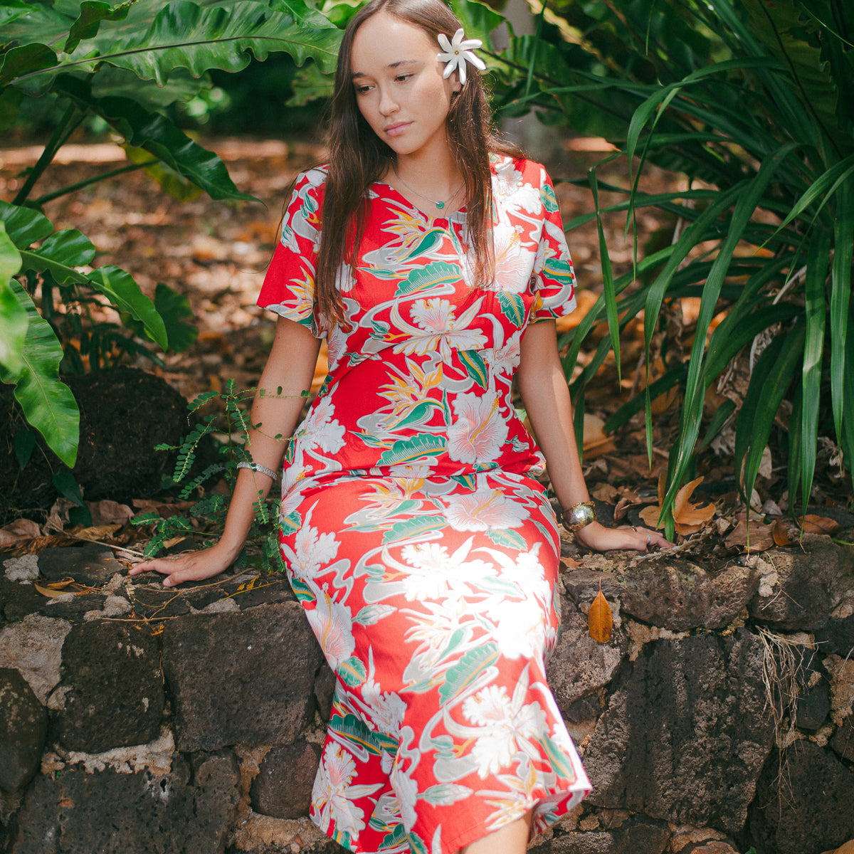 Women's Tropical Flow Muumuu Waist Tie Dress