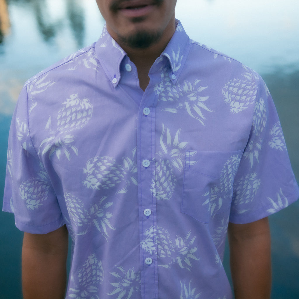 Men's Pineapple Aloha Shirt - Lavender