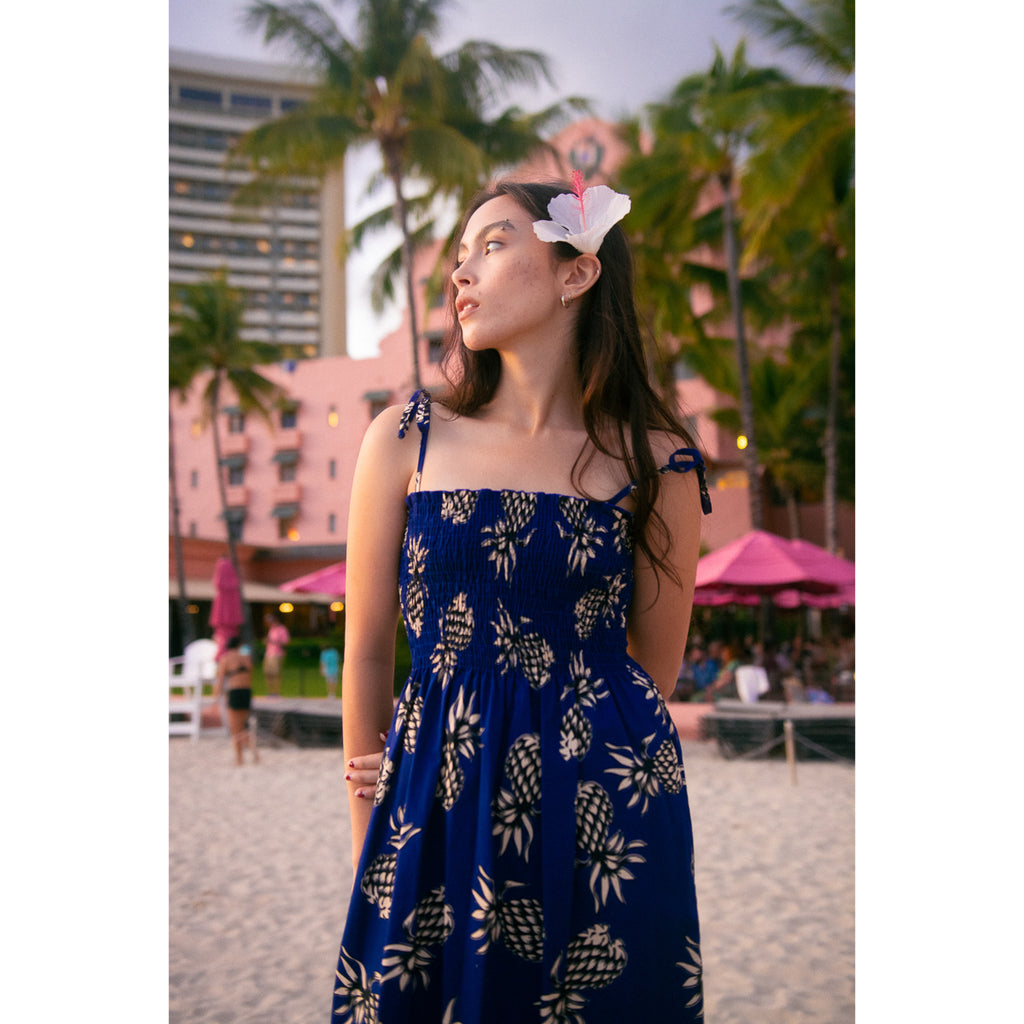 Women's Pineapple Sun Dress - Navy