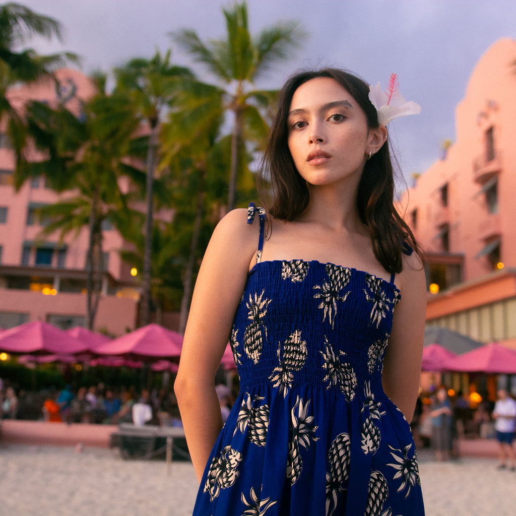 Women's Pineapple Sun Dress - Navy