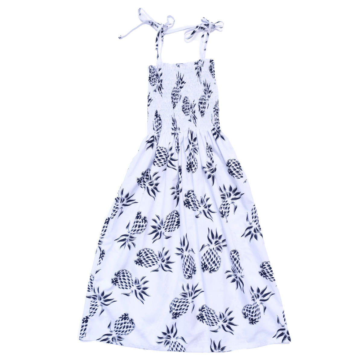 Women's Pineapple Hawaiian Sun Dress - White White / S Women's Pineapple Hawaiian Sun Dress - White White / S