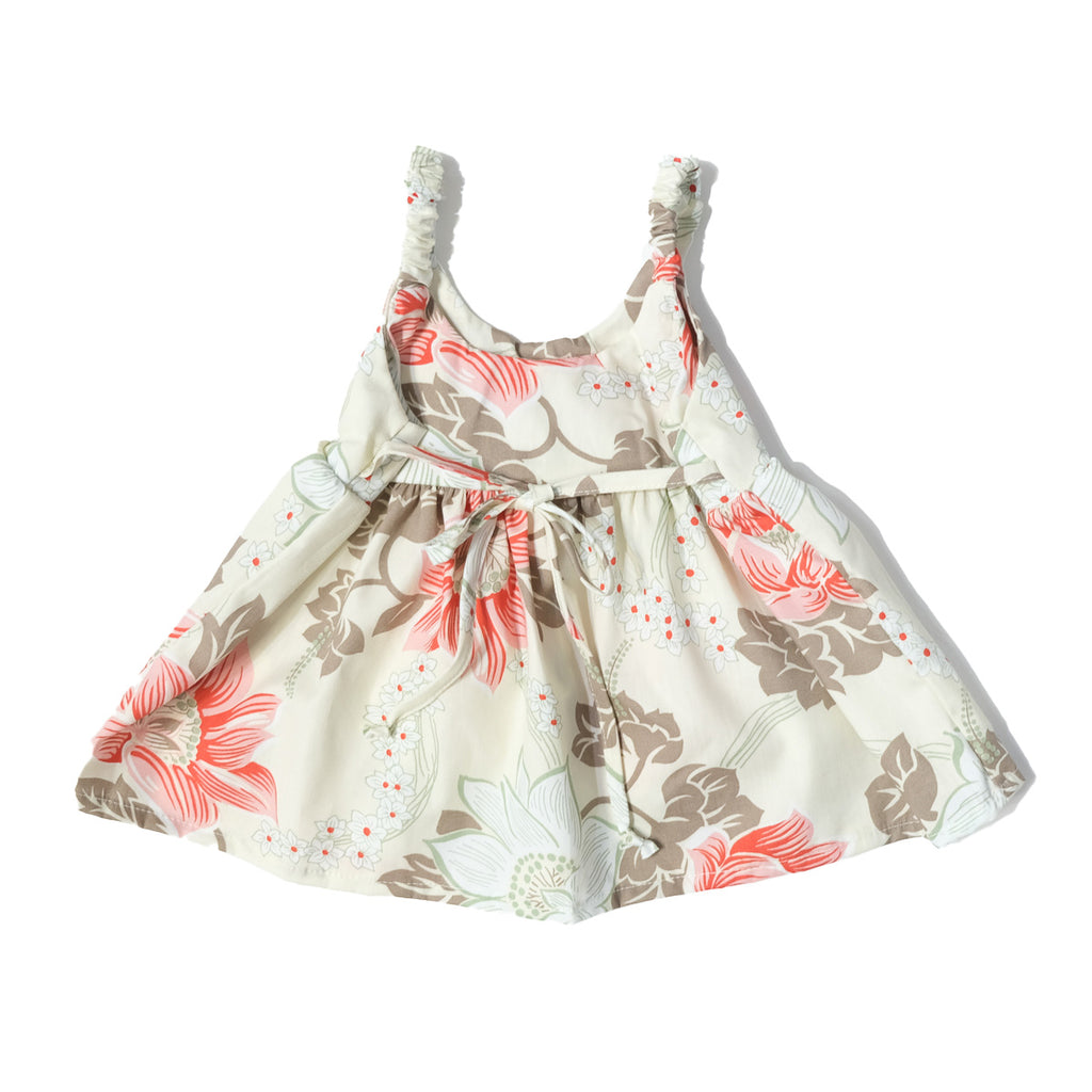 Girl's Keanu Hawaiian Elastic Strap Sun Dress - Cream