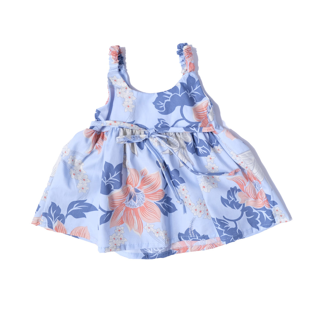 Girl's Keanu Hawaiian Elastic Strap Sun Dress - Light Blue