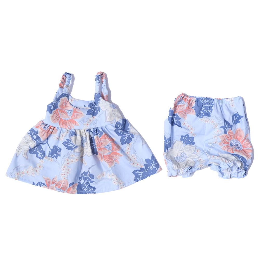 Girl's Keanu Hawaiian Elastic Strap Sun Dress - Light Blue