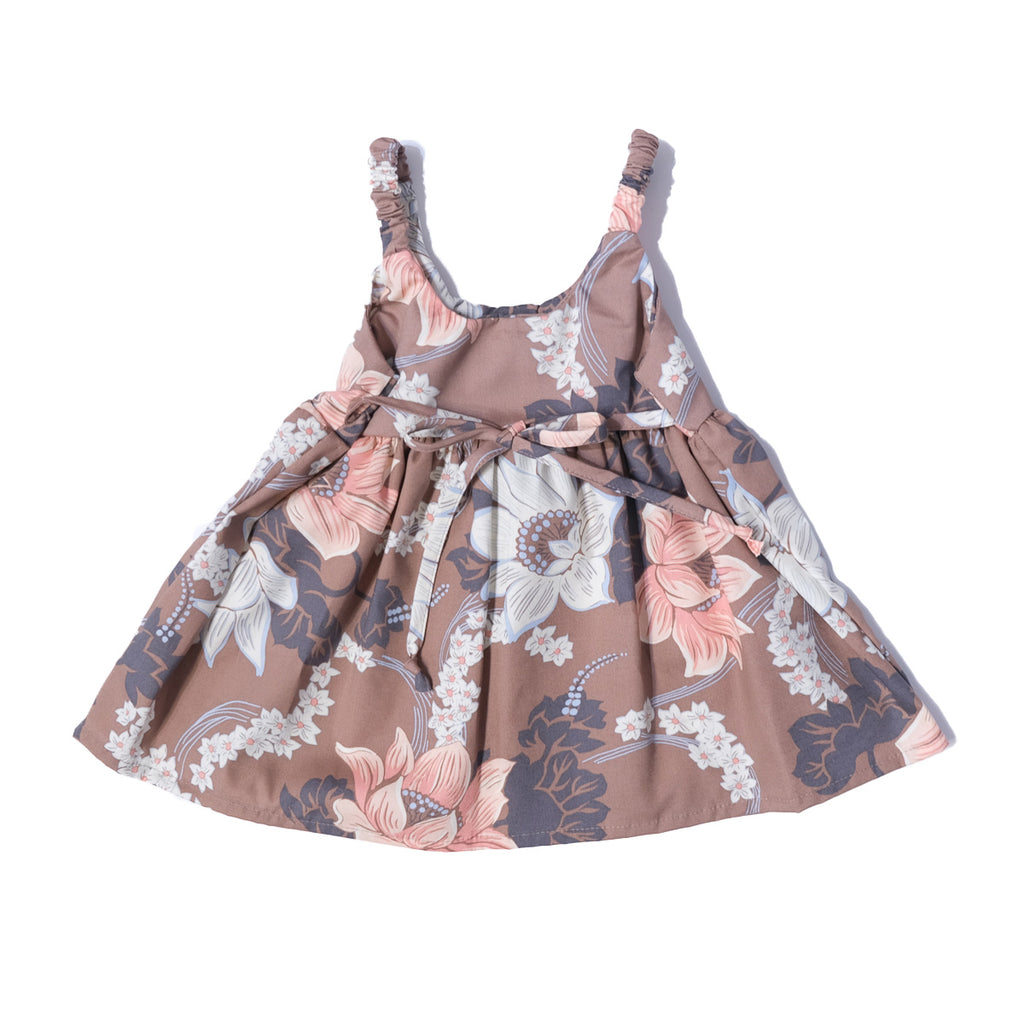 Girl's Keanu Hawaiian Elastic Strap Sun Dress - Mocha