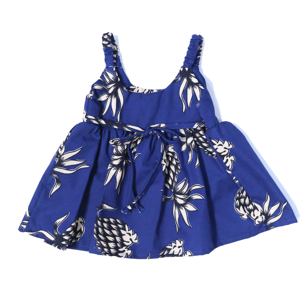 Girl's Pineapple Elastic Strap Dress - Navy