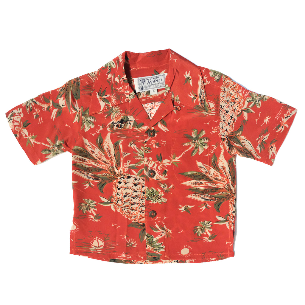 Boy's Pineapple Hut Hawaiian Shirt - Red