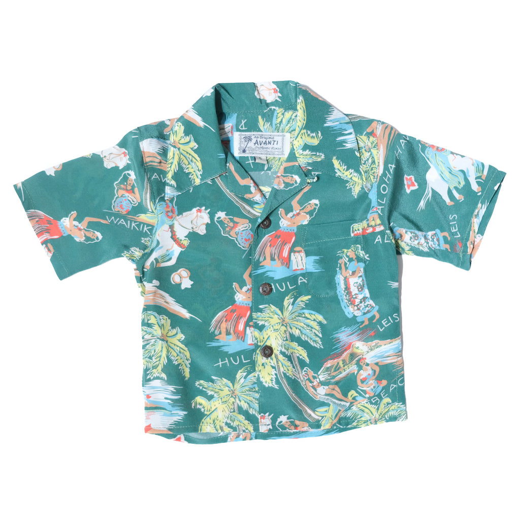 Boy's Pau Rider Hawaiian Shirt - Green