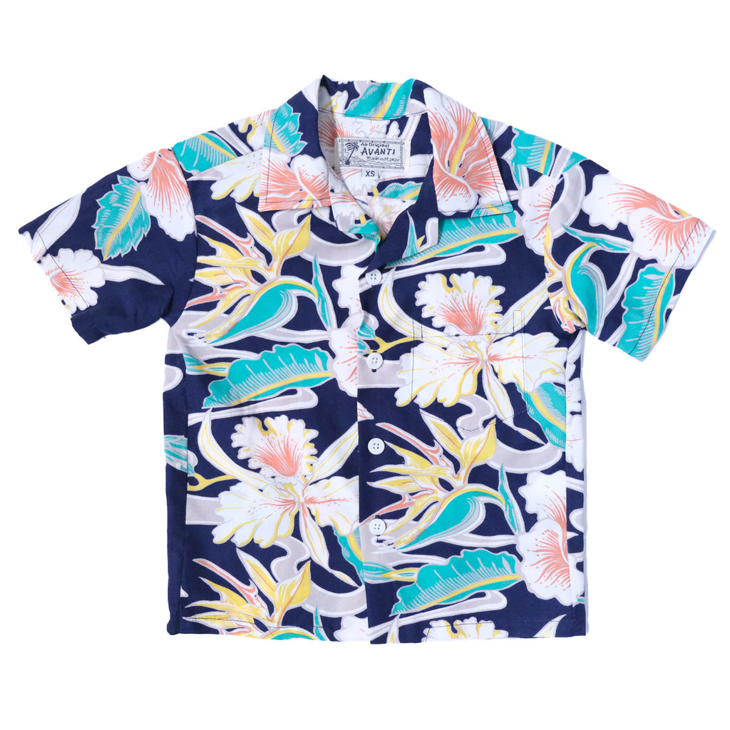 Boy's Tropical Flow Hawaiian Shirt - Navy