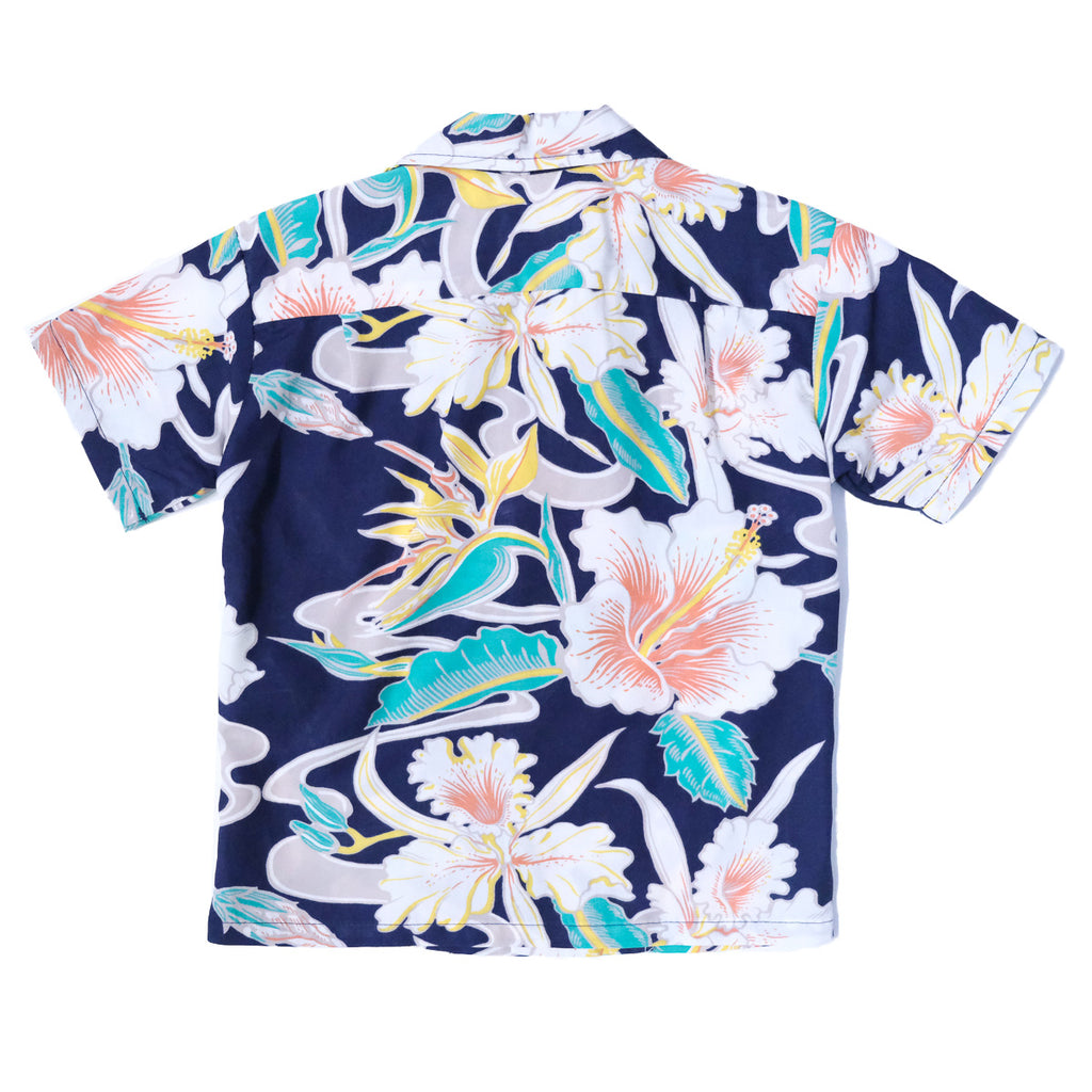 Boy's Tropical Flow Hawaiian Shirt - Navy