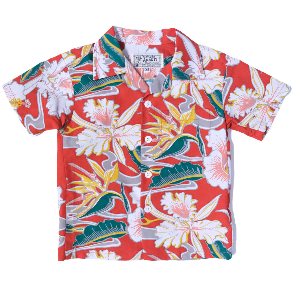 Boy's Tropical Flow Hawaiian Shirt - Red