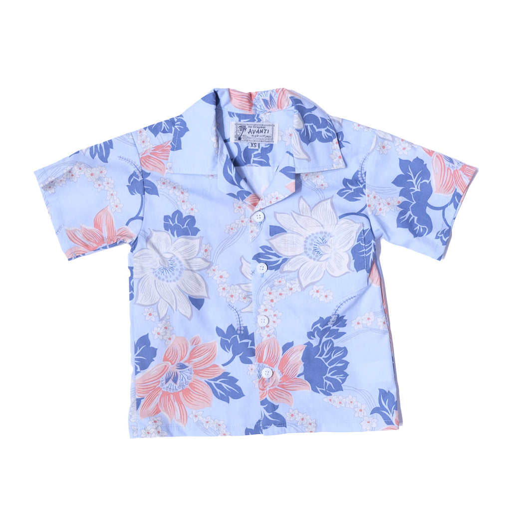 Boy's Keanu Aloha Shirt - Light Blue