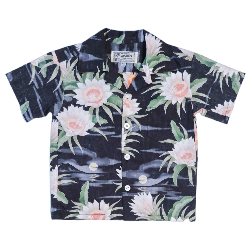 Boy's Honolulu Queen Aloha Shirt - Black