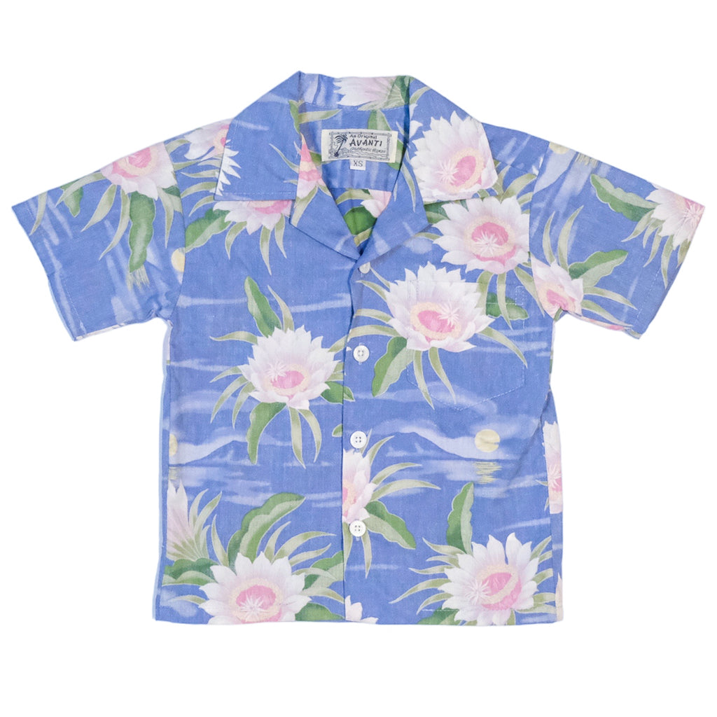 Boy's Honolulu Queen Aloha Shirt - Periwinkle