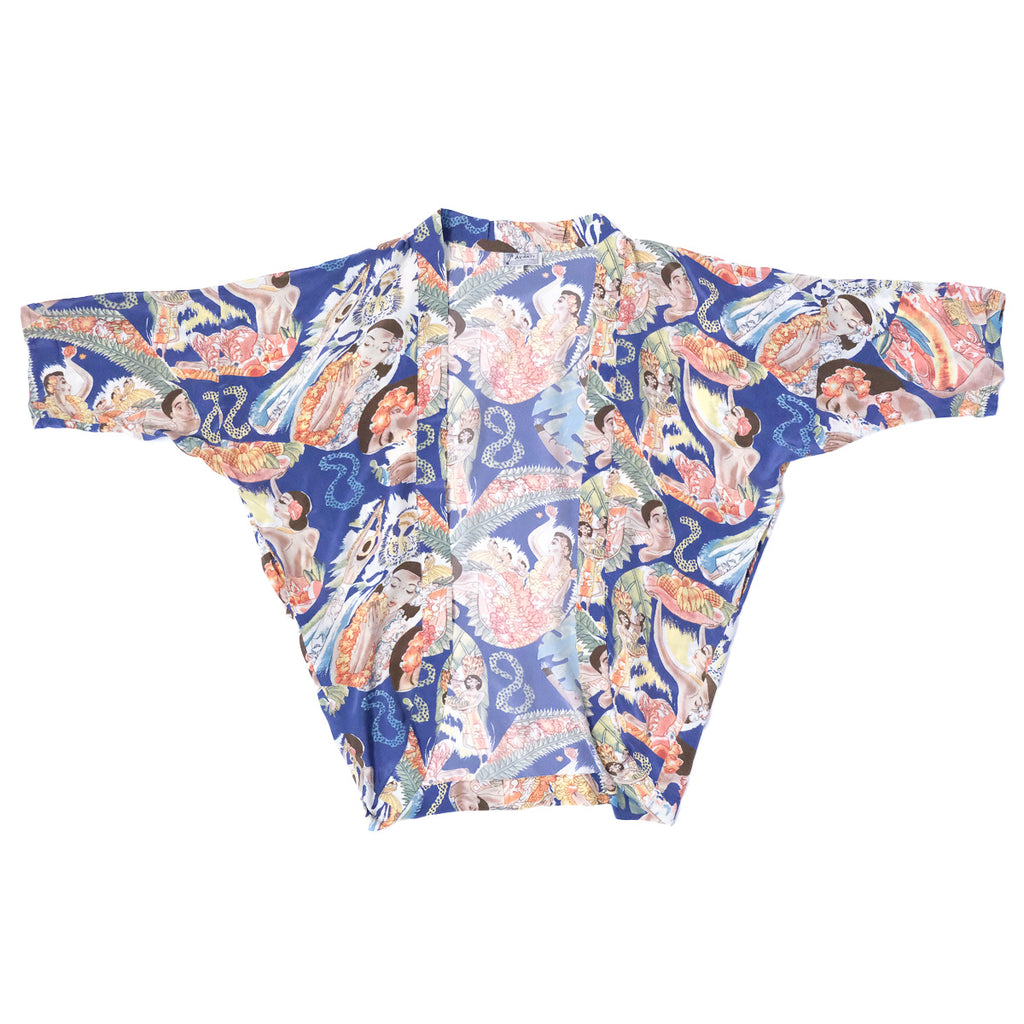 Women's Fruit Harvest Kimono Cover-up - Blue