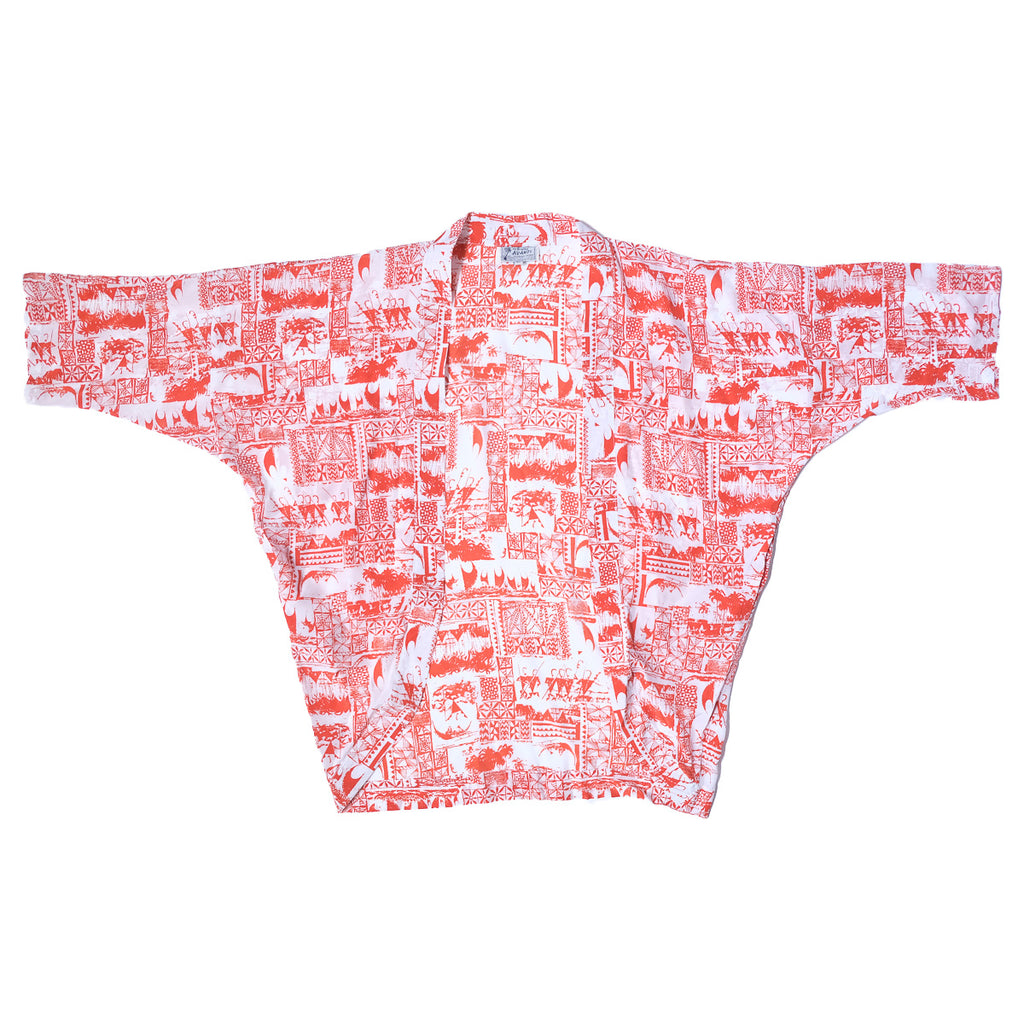 Women's Kapa Petroglyph Kimono Cover-Up - Red