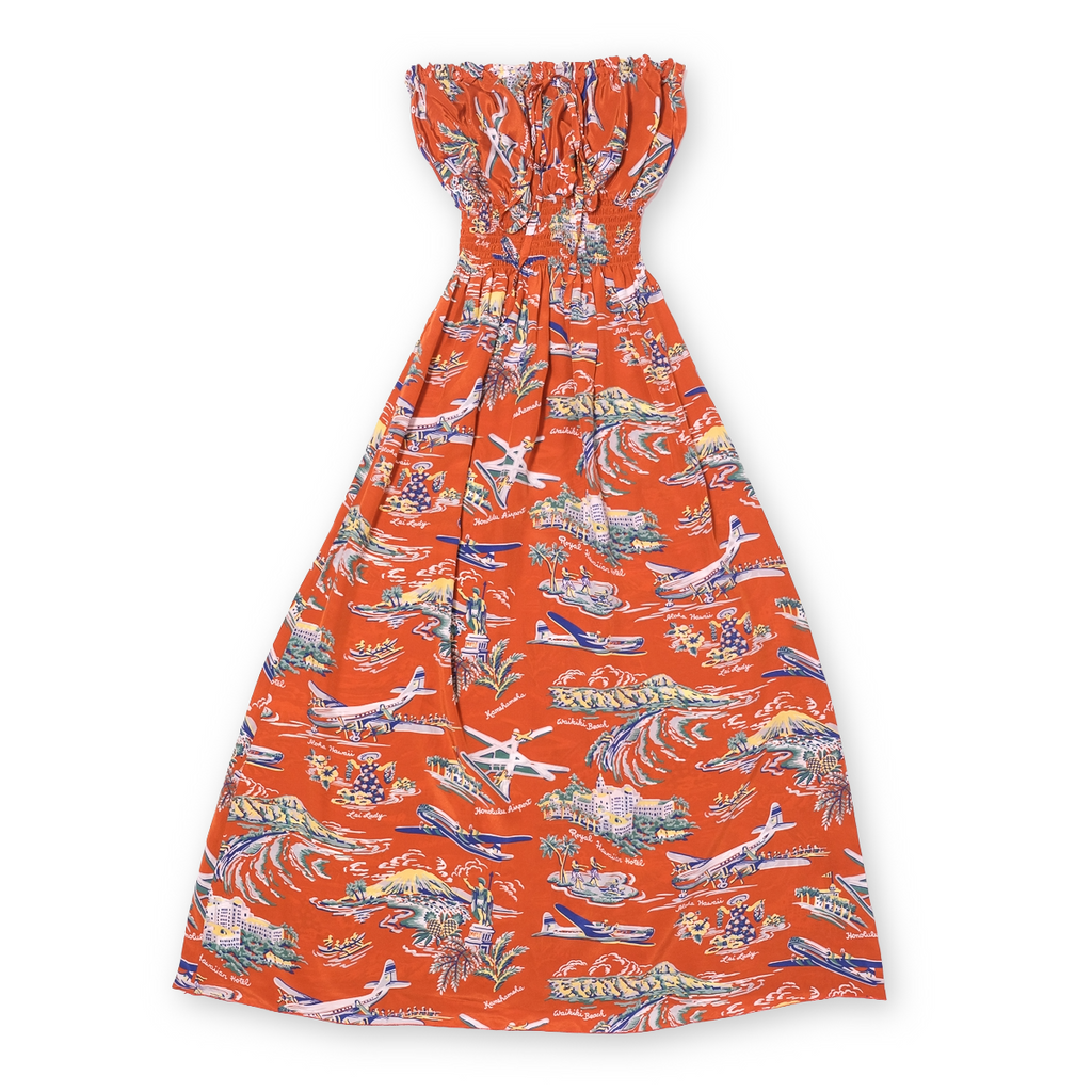 hawaiian print halter dress Women's Airways Long Hawaiian quilt