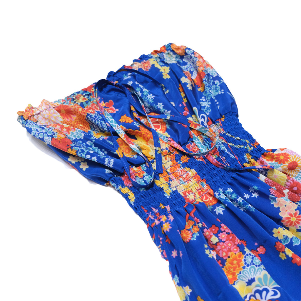 Women's Romeo and Juliet Hawaiian Long Halter Dress - Blue