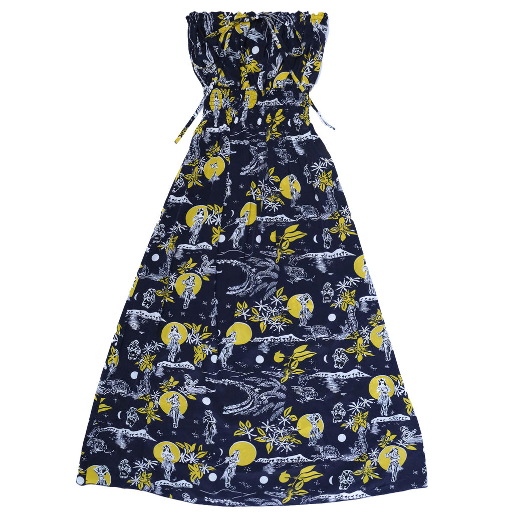 Women's Hula Moon Long Halter Dress - Navy