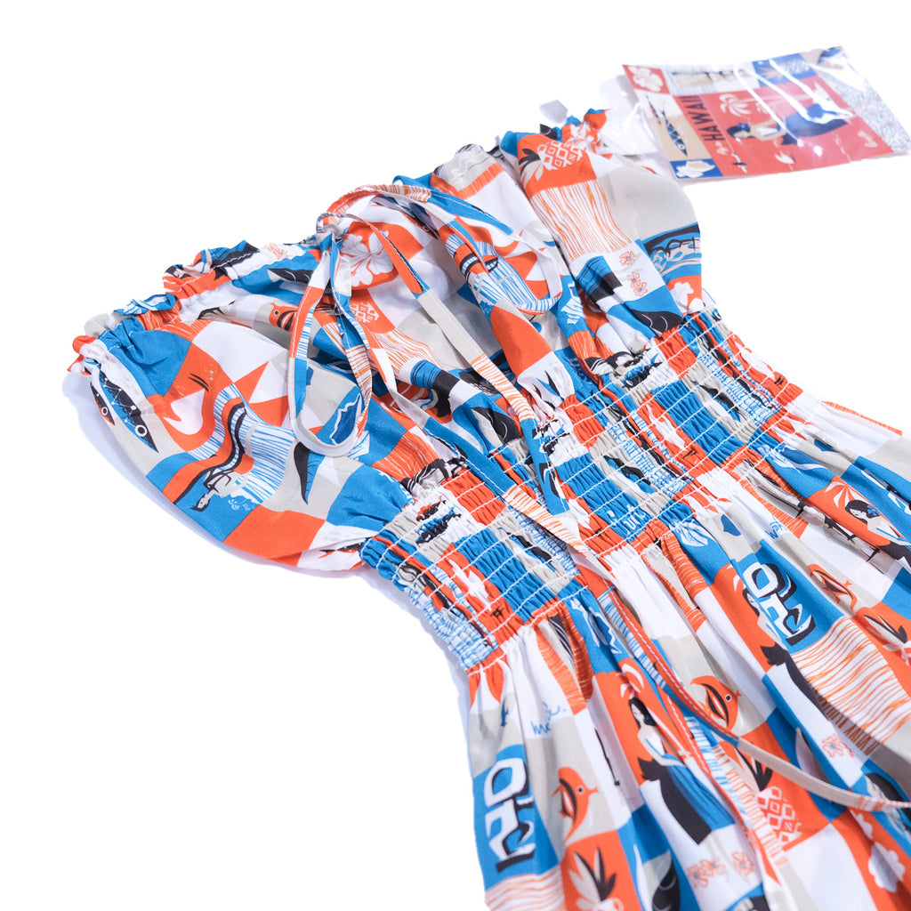 Mookie Sato x Avanti "Fly to Hawaii" Hawaiian Long Halter Dress - White